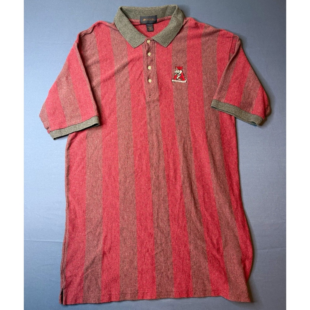 Vintage Antigua Alabama Crimson Tide Polo Shirt 2XL  Striped Short Sleeve